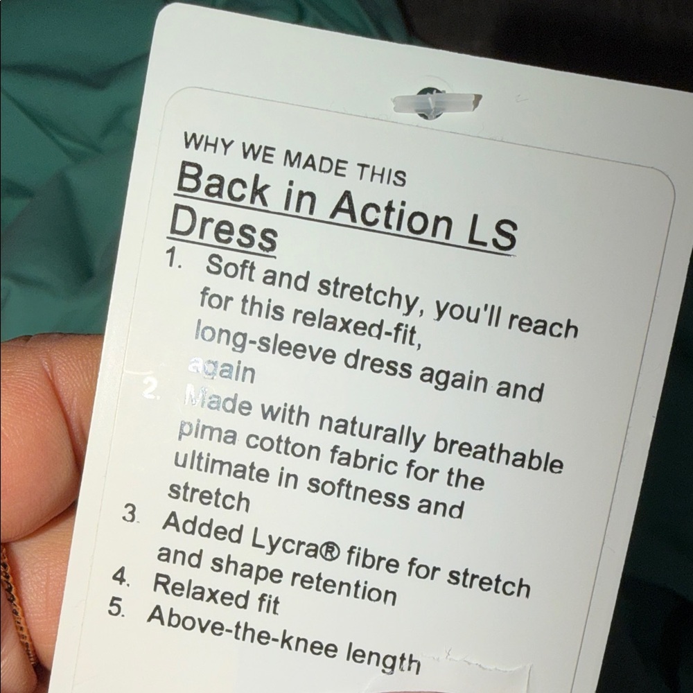 Lululemon Back in Actuon LS dress SIZE 2 - Picture 2 of 3